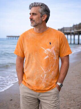 Polo Ralph Lauren Distressed Marlin Graphic T Shirt Tie Dye Vintage